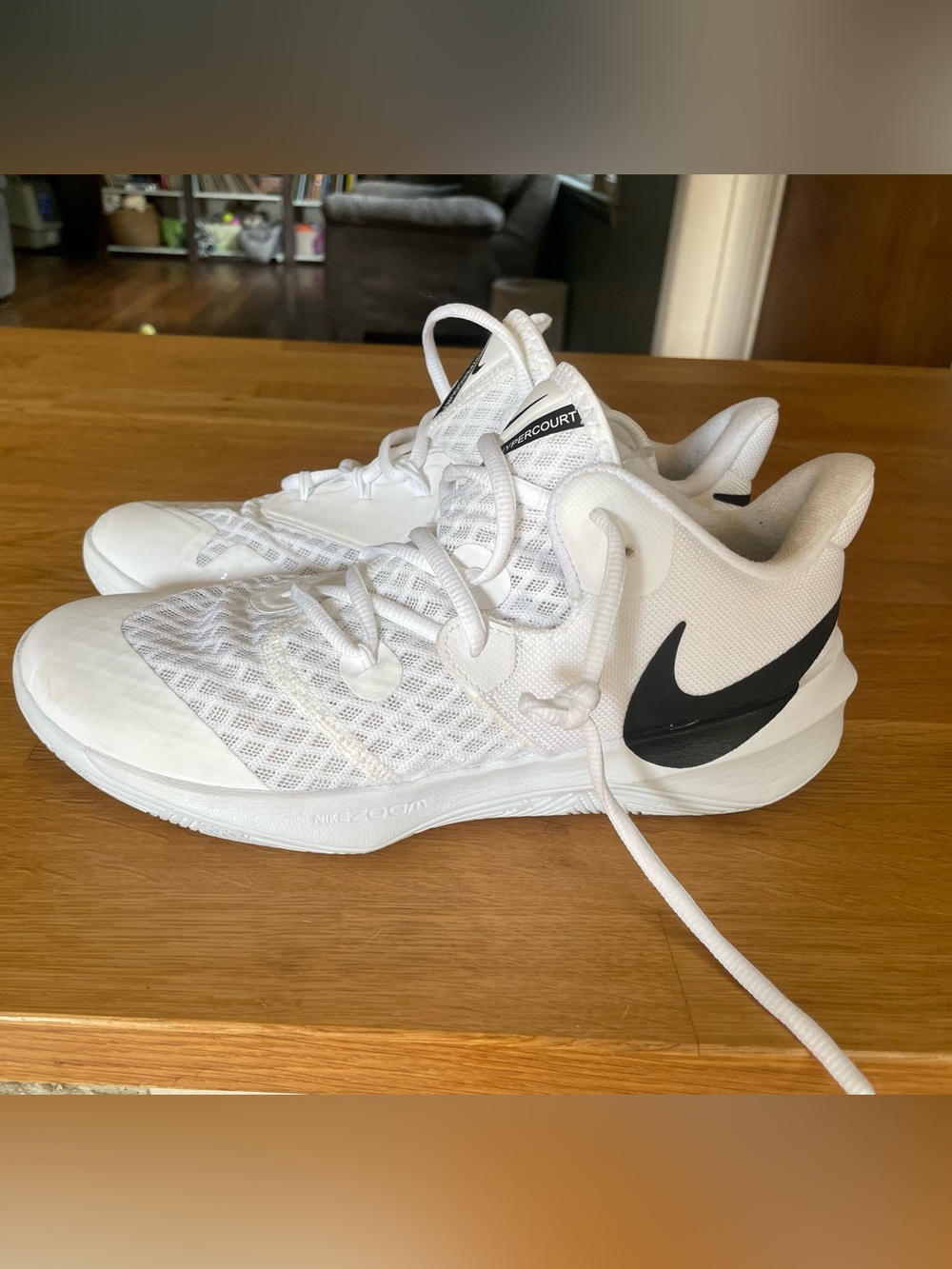 Women’s Nike White Zoom Hyperspeed Court with Black Swoosh